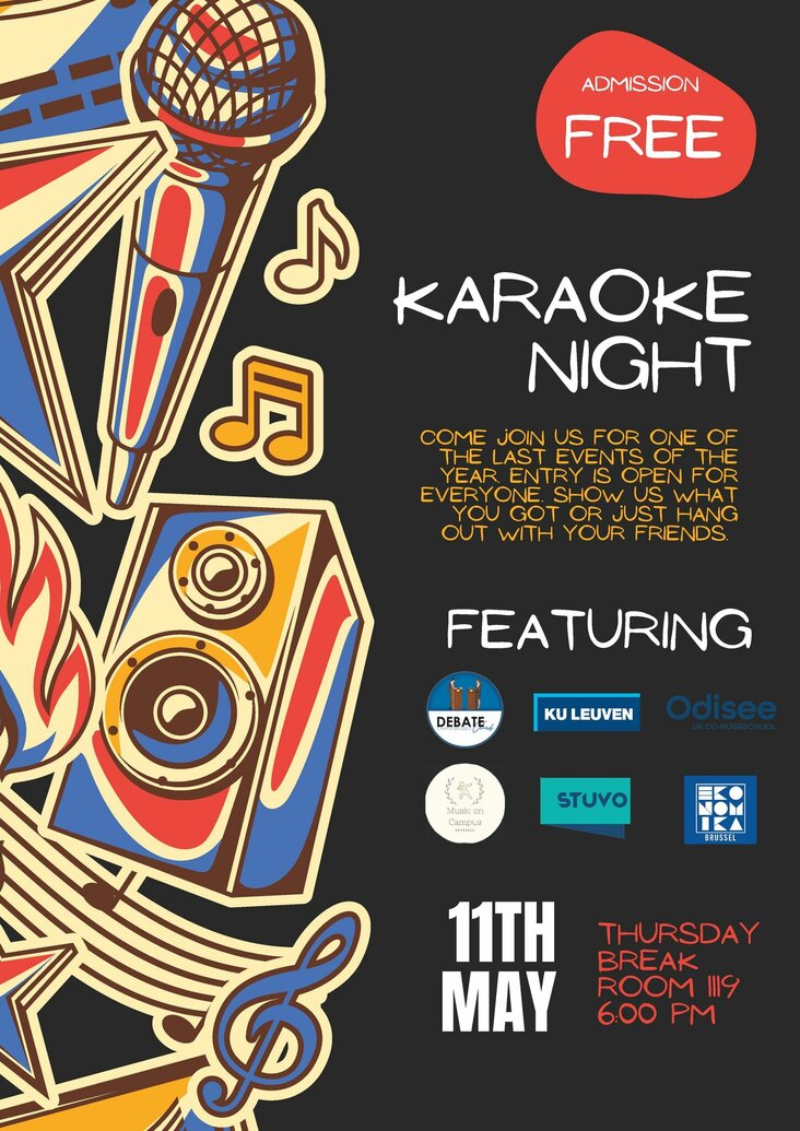 poster voor karaoke avond campus brussel 11 mei 2023
