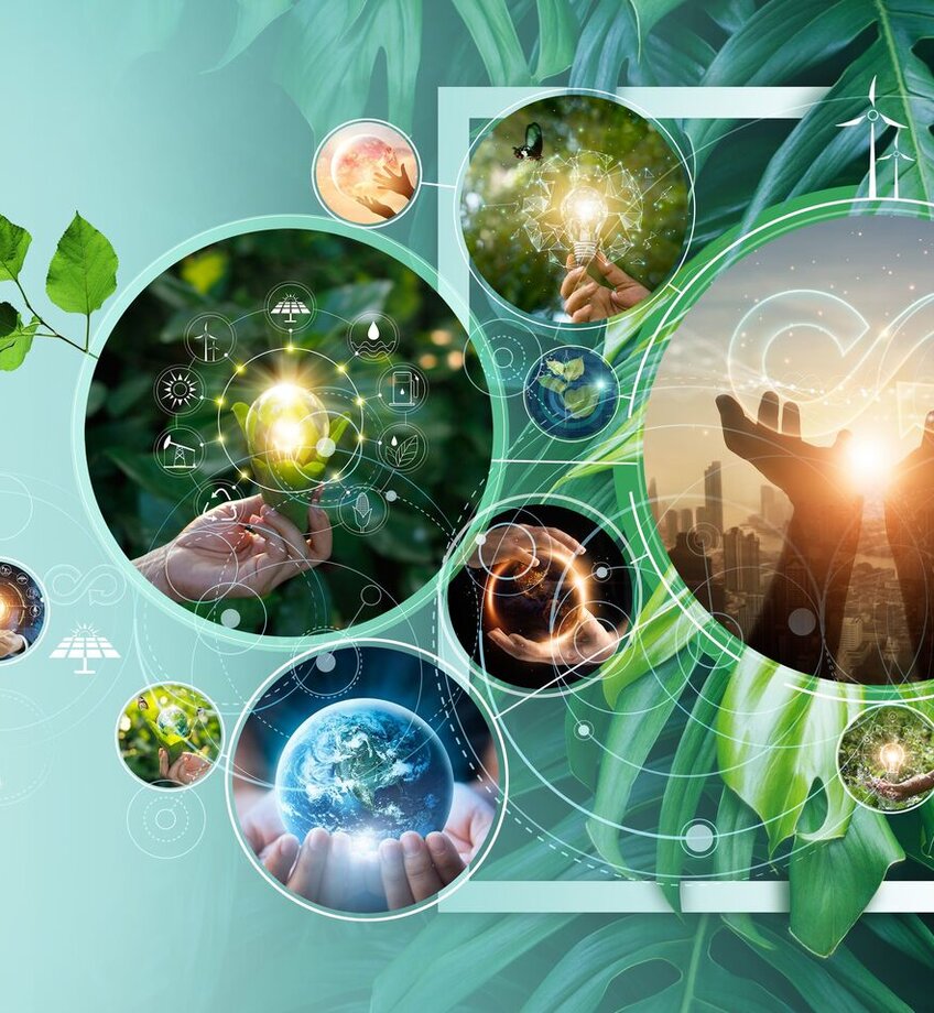 Sustainable development goals of promote clean energy, Renewable energy-based green business. Sustainable development on renewable energy and growing ecological on green energy. Circular economy.