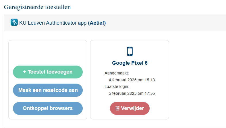 Accountbeheer KU Leuven Toestel toevoegen