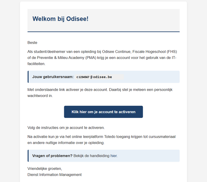 Email activatie account