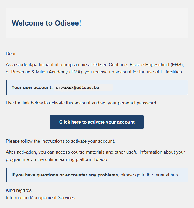Email activatie English