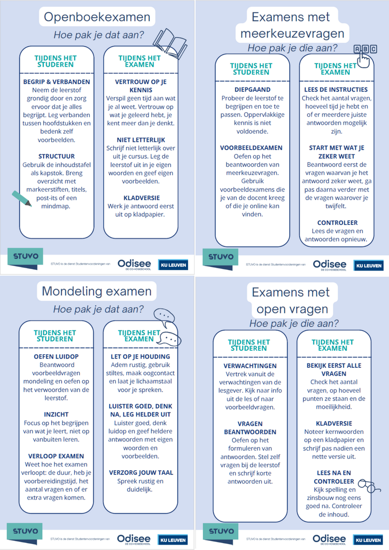 tips per examenvorm op 1 A4