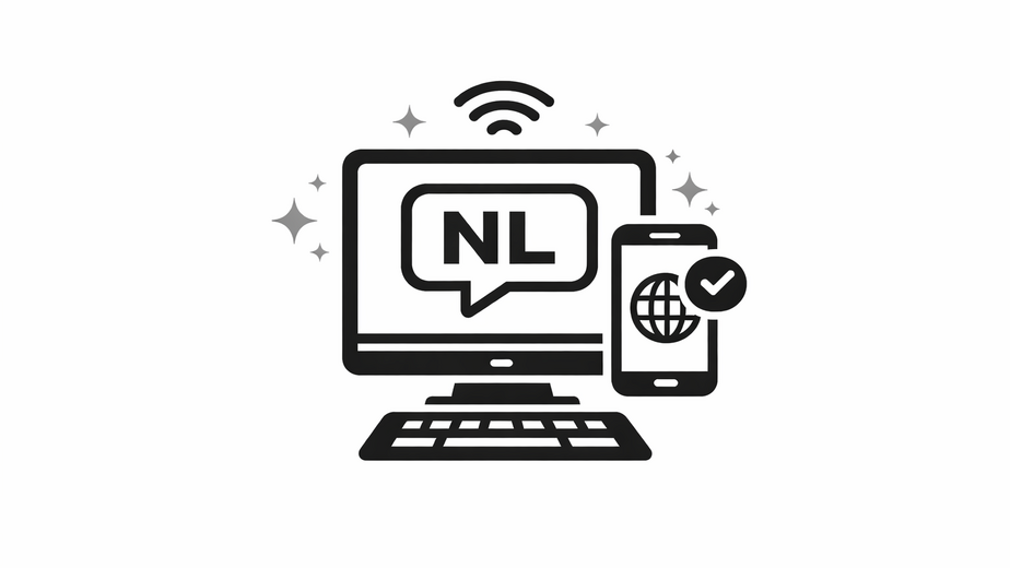 Dit icoon symboliseert het oefenen van Nederlands op je computer en smartphone